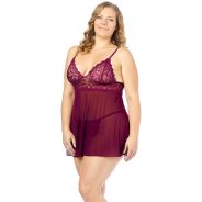 NORTIE Basil Bordeaux Babydoll Sett Plus Size