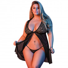 Magic Silk Fly Away Babydoll med Blonder Sett Plus Size  1