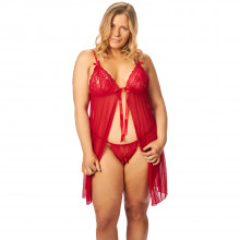 NORTIE Gro Rød Blonde Babydollsett Plus Size