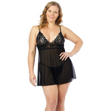 NORTIE Basil Svart Babydoll-sett Plus Size