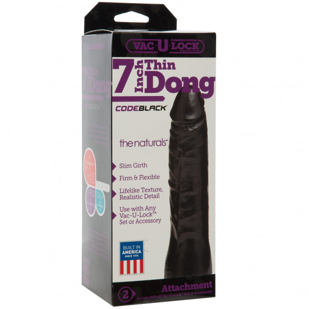 Vac-U-Lock Thin Dong Dildo Sort 18 cm  2