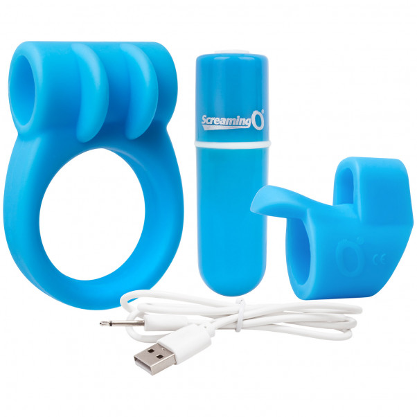 Screaming O Oppladbar Combo Kit Penisring og Fingervibrator  2