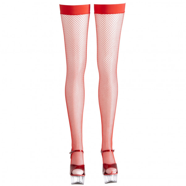 Cottelli Selvsittende Nettingstrømper Rød