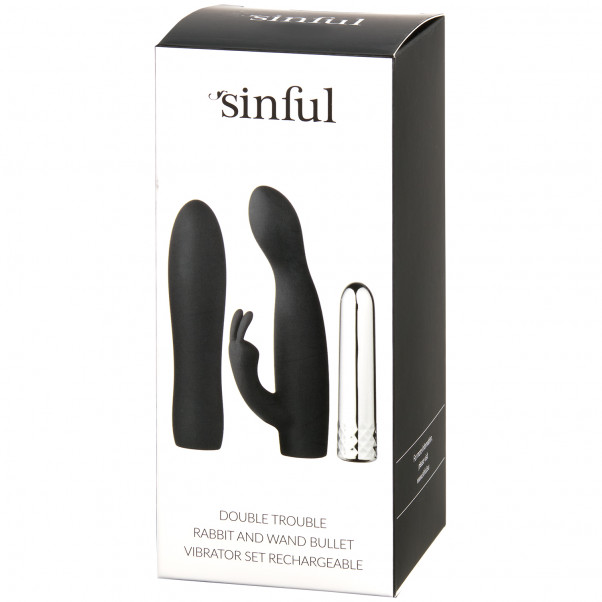 Sinful Double Trouble Oppladbart Vibratorsett bilde av emballasje 90