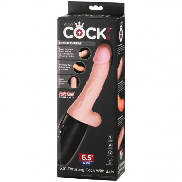 King Cock Plus Thrusting Dildo med Pung 17,5 cm 90