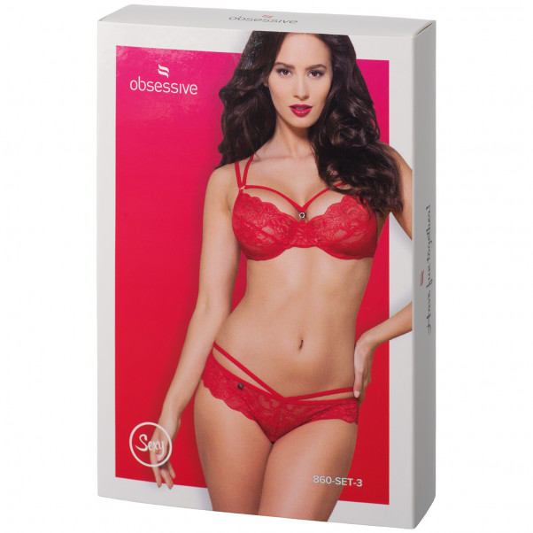 Obsessive Rødt BH-sett med Blonder Emballasjebilde 90