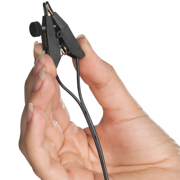 E-Stim Eclip Bi-Polar Electro Brystklemmer Produktbilde med hånd 50