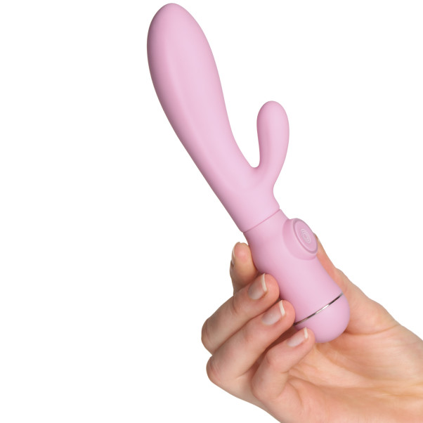Baseks Curve Mini Rabbit Vibrator Produktbilde med hånd 50