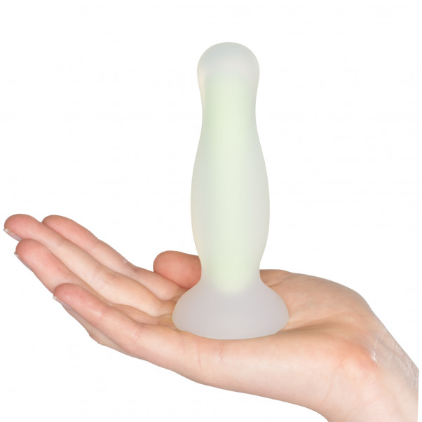 Baseks Glow in the Dark Analdildo-sett Produktbilde med hånd 51