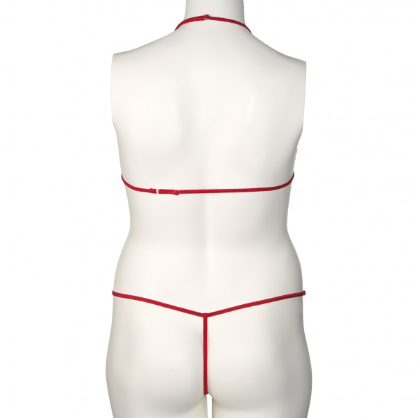 Nortie Friia Rød BH og Bunnløs G-streng Sett Plus Size Produktbilde 8