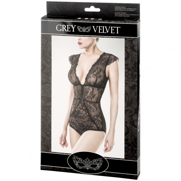 Grey Velvet Cap Sleeve Lace Bodystocking Emballasjebilde 90