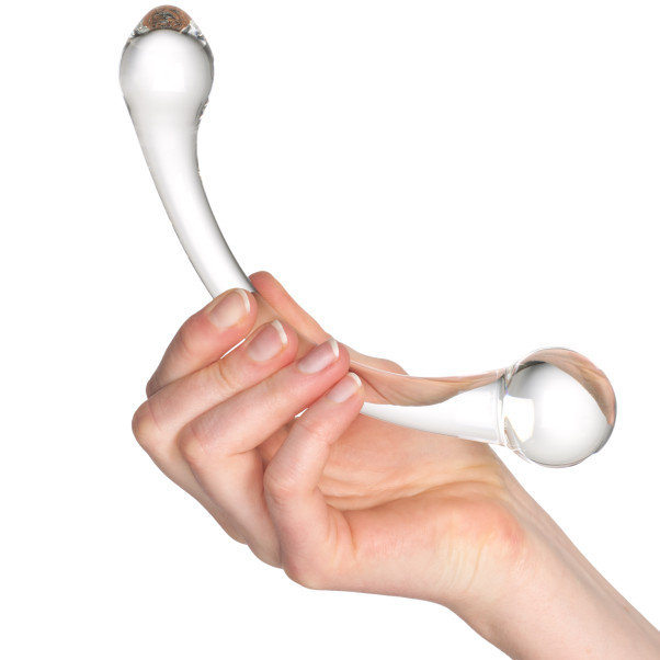 Sinful Glass G&P Dildo 20 cm Produktbilde med hånd 50