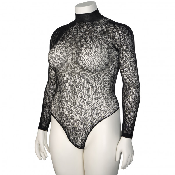 Nortie Oda Svart Leopard Bunnløs Bodystocking Plus Size Produktbilde 7
