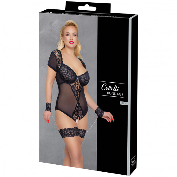 Cottelli Bondage Bunnløs Blonde Body med Håndmansjetter Plus Size Emballasjebilde 90