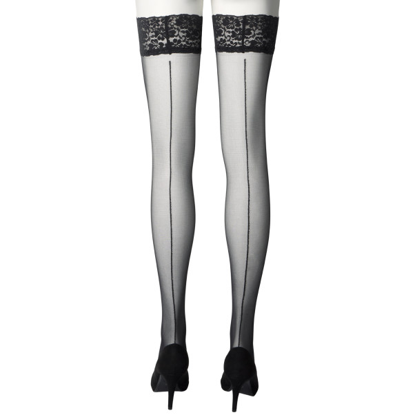 NORTIE Sage Hold-up Strømper med Blondekant og Søm Produktbilde 6