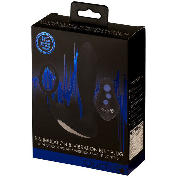 Ouch! Elektrisk og vibrerende analplugg med penisring Emballasjebilde 90