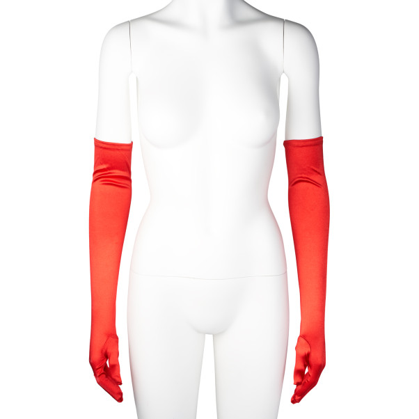 baseks Lange Røde Satenghansker Produktbilde 2