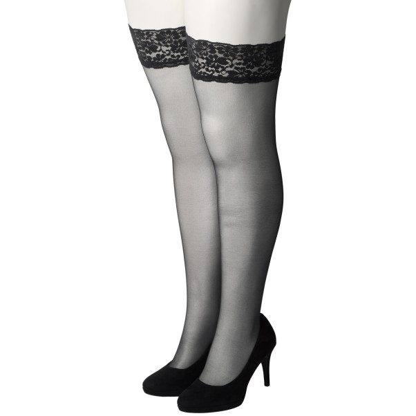 NORTIE Sage Hold-up Strømper med Blondekant og Søm Plus Size Produktbilde 5