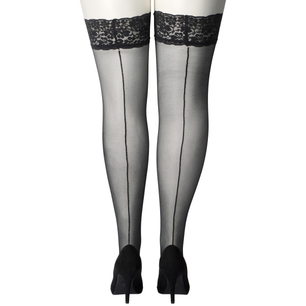 NORTIE Sage Hold-up Strømper med Blondekant og Søm Plus Size Produktbilde 6