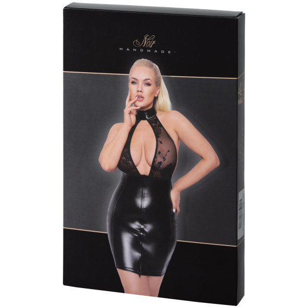 Noir Handmade Wetlook Kjole med krage  og åpne skåler Plus Size Emballasjebilde 90