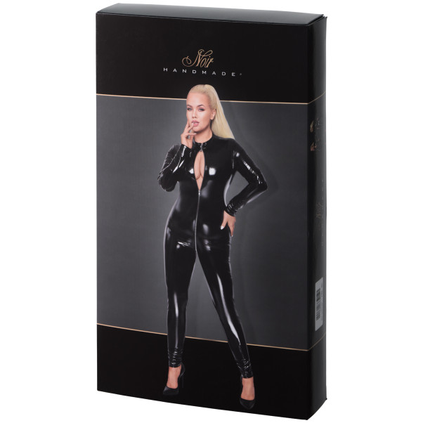 Noir Handmade Latex Catsuit med Glidelås Plus Size Emballasjebilde 90