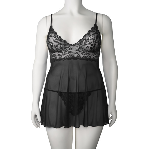 NORTIE Basil Svart Babydoll-sett Plus Size Produktbilde 4