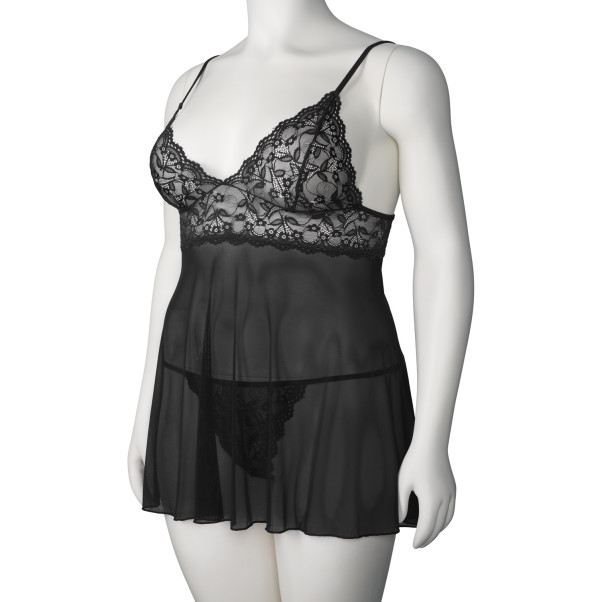 NORTIE Basil Svart Babydoll-sett Plus Size Produktbilde 5