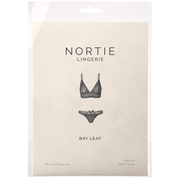 NORTIE Bay Leaf Svart BH- og G-streng-sett Emballasjebilde 90