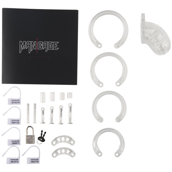 Mancage 13 Justerbart Kyskhetsbur Pakkens innhold 80