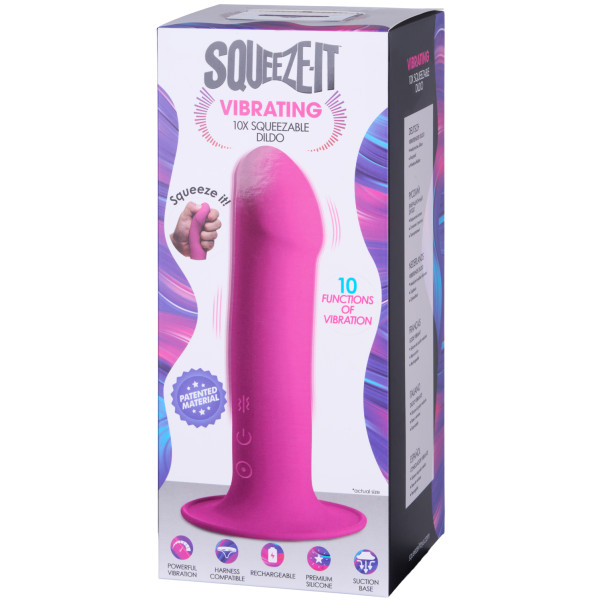 Squeeze-It Squeezable Vibrerende Rosa Dildo 17,5 cm Emballasjebilde 90