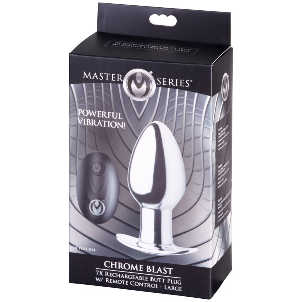 Master Series Chrome Blast Stor Analplugg med Fjernkontroll Emballasjebilde 90