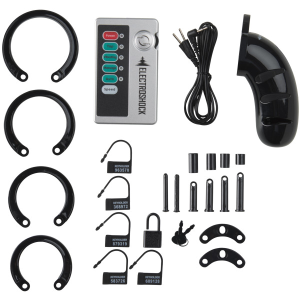 Electroshock E-stim Kyskhetsbelte Pakkens innhold 80