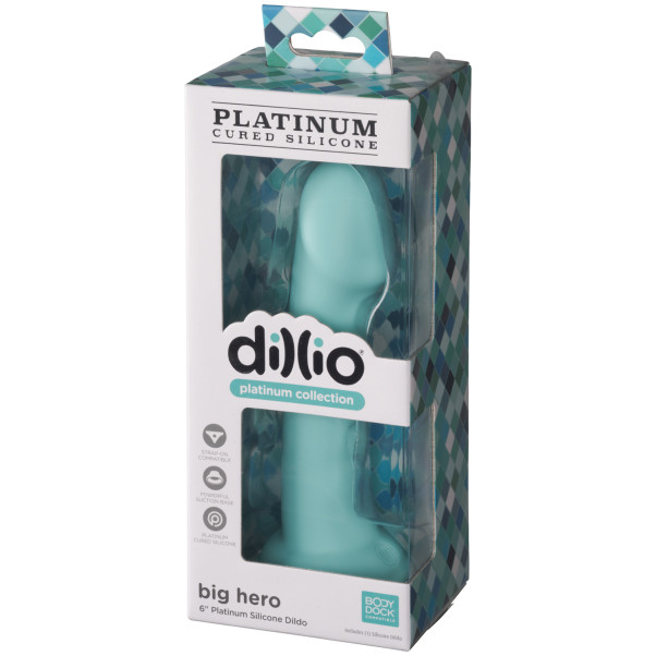 Dillio Platinum Big Hero Teal Dildo med sugekopp 17,2 cm Emballasjebilde 90
