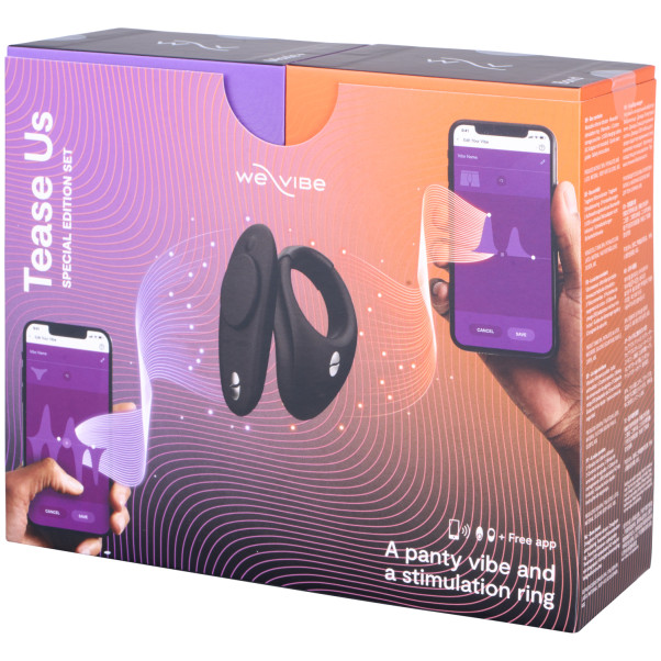 We-Vibe Tease Us Sett med Moxie Trusevibrator og Bond Vibrerende Penisring Emballasjebilde 90