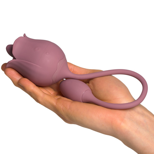 Amaysin Licking Rose and Egg Vibrator Produktbilde med hånd 50