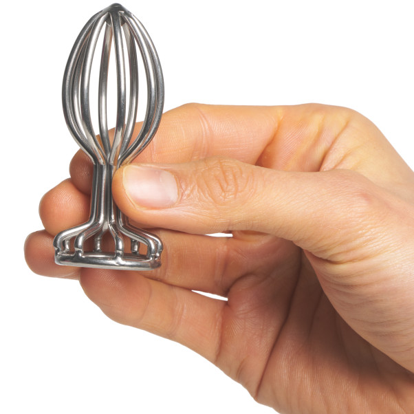 Anos Metal Cage Analplugg Produktbilde med hånd 50