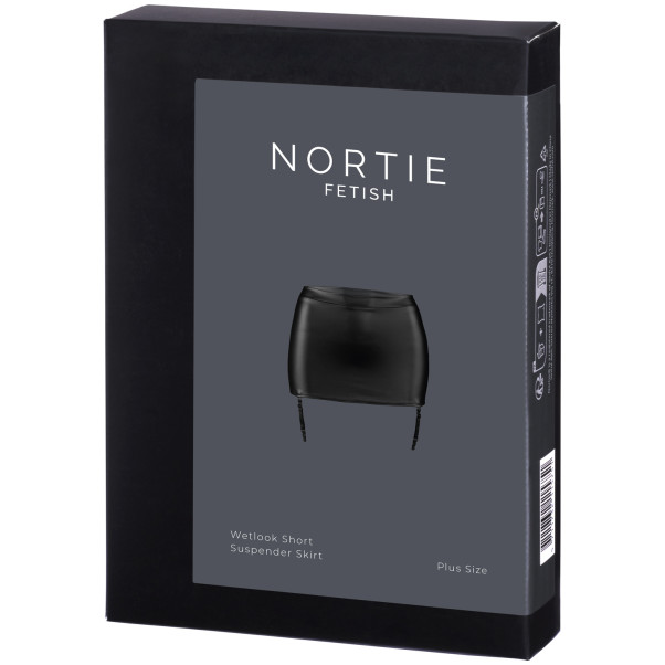 NORTIE Fetish Wetlook Kort Skjørt med Hofteholder Plus Size Emballasjebilde 90