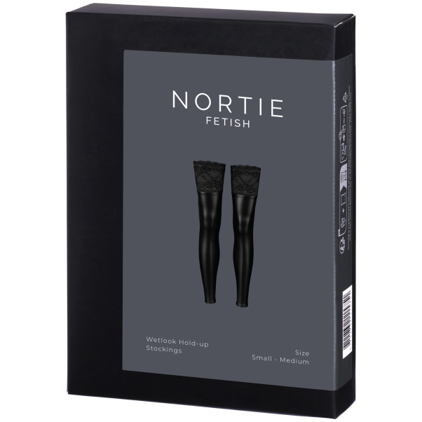 NORTIE Fetish Wetlook Hold-up Strømper Emballasjebilde 90