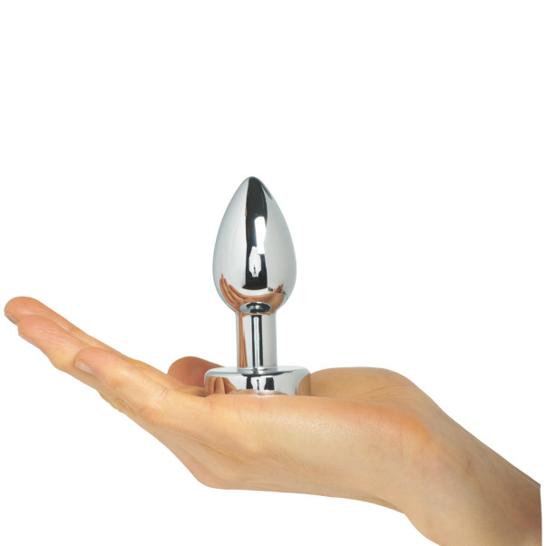 Anos Heavy Metal Vibrerende Analplugg Produktbilde med hånd 50