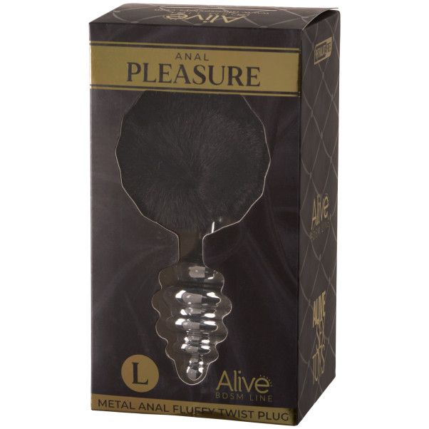 Alive BDSM Line Metall Svart Fluffy Twist Analplugg L Emballasjebilde 90
