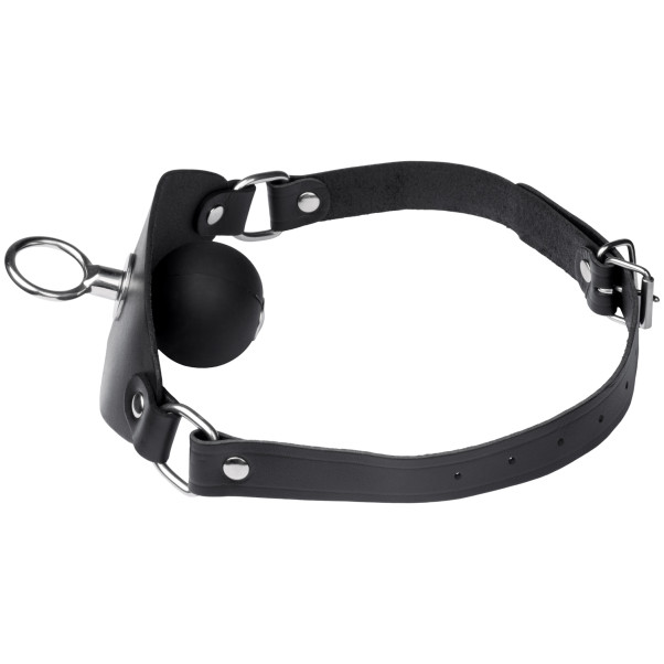 Black Label Super Leather Ball Gag med O-Ring Produktbilde 3