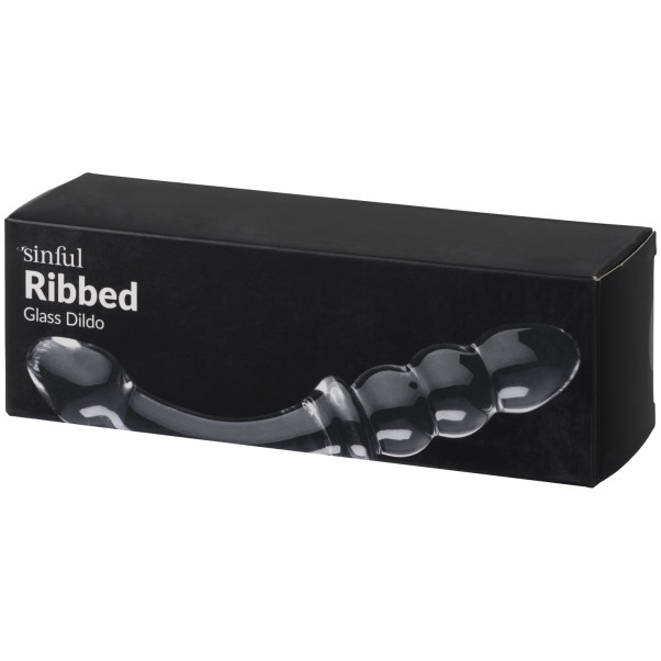 Sinful Ribbed Glassdildo Emballasjebilde 90