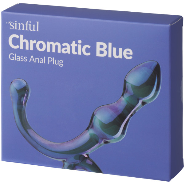 Sinful Chromatic Blue Glass Analplugg Emballasjebilde 90