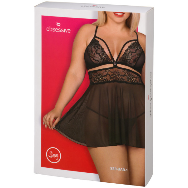 Obsessive Svart Babydoll Sett Plus Size Emballasjebilde 90