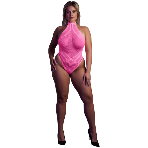 Ouch! Glow in The Dark Neonrosa Body Plus Size Produktbilde 1