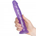Baseks Lilla Glitterdildo 20,5 cm. Produktbilde med hånd 50