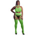 Ouch! Glow in The Dark Neongrønn Crop Top med Strømper Plus Size Produktbilde 1