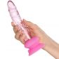 Icicles No 86 Rosa Glassdildo Produktbilde med hånd 50
