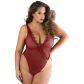 Allure Diva Leilani Red Mesh & Eyelash Lace Open Teddy Plus Size Produktbilde på modell 1