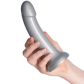 baseks Sparkling Sølv Silikondildo 18 cm Produktbilde med hånd 50